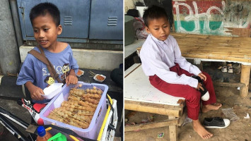 Bocah SD jualan cilok