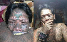 Pria bertato berhati Hello Kitty