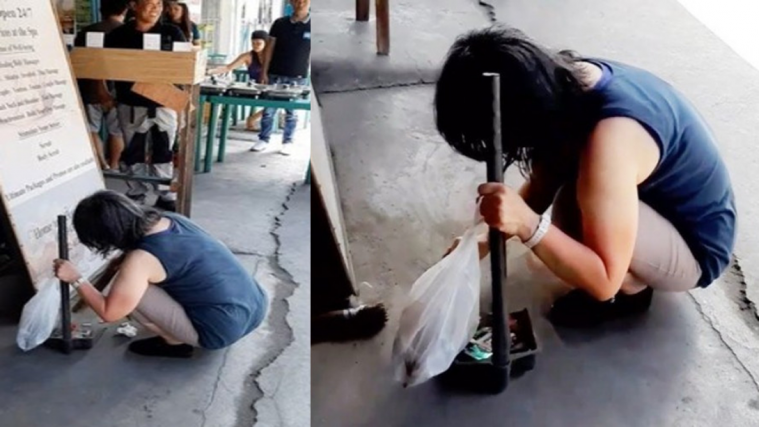 Turis Jepang bersihkan sampah usai ditolong