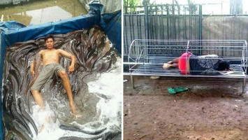 Foto orang kelewat santai