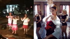 Tiga bocah ngedance ala BlackPink di lampu merah
