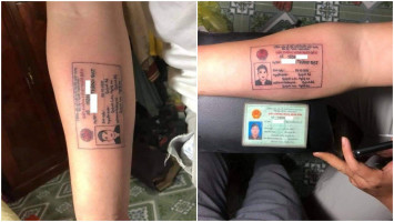 Tato KTP di lengan biar nggak lupa. Image via odditycentral
