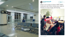 pasangan suami istri kerokan di bandara