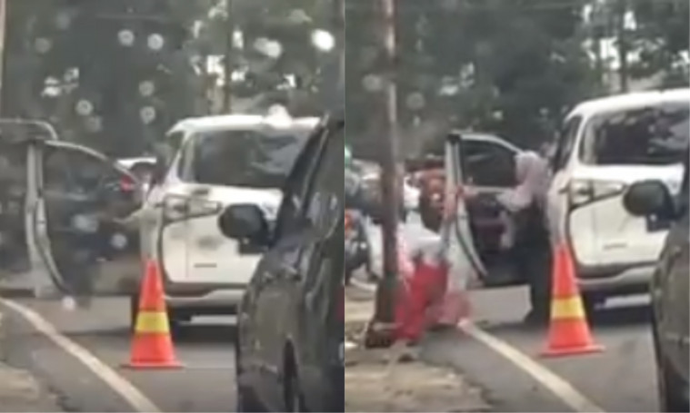 Bocah SD diusir keluar mobil