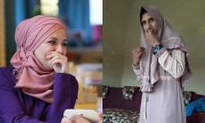 seorang laki-laki berjualan baju gamis