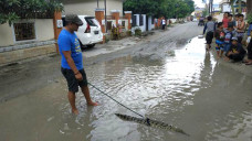 Warga Lepas Buaya Sepanjang 1,7 Meter di Tengah Jalan