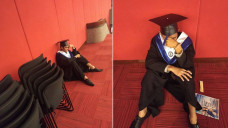 Mahasiswa menangis di wisudanya