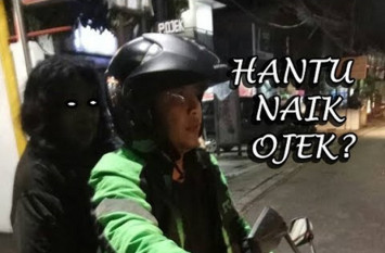 Ilustrasi hantu naik ojol