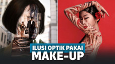 Seorang perempuan buat ilusi optik dengan makeup
