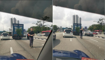 Sampai Membungkuk, Seorang Pria Minta Maaf para Para Pengguna Jalan, setelah Truknya Mogok dan Sebabkan Kemacetan