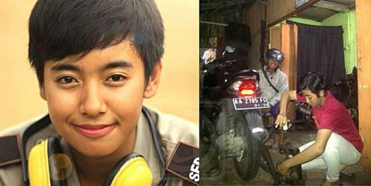 Polisi Cantik Jadi Tukang Ban