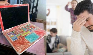 hasil mewarnai si anak yang meminjam laptop ayahnya