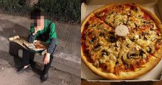 Driver ojol makan pizza