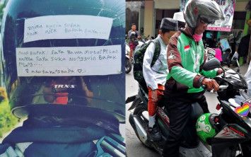 Pesan mengharukan di helm