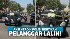 Aksi Heroik Polisi Hentikan Pelanggar Lalu Lintas