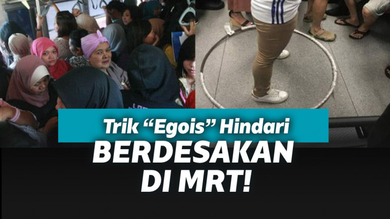 Memakai hula hoop di kereta