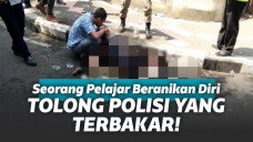 Pelajar nekat dekati polisi yang terbakar untuk menolong