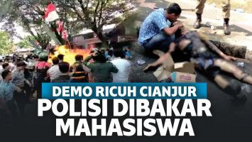 Polisi Dibakar Mahasiswa Saat Demo di Cianjur