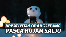 patung salju pasca badai jepang