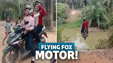 Viral! Tak Ada Jembatan, Motor Ini Terbang dengan Flying Fox untuk Seberangi Sungai