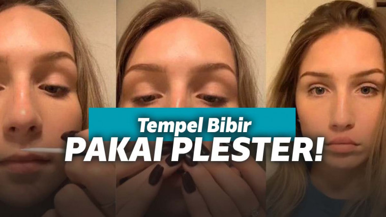 Tren tempel bibir pakai lem