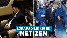 Lora Fadil bersama ketiga istrinya hadiri pelantikan DPR