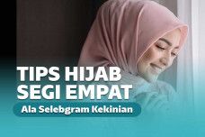 turorial hijab segi empat selebgram