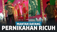 Pernikahan berakhir ricuh saat mantan dipeluk mempelai wanita