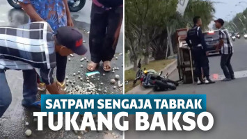 Sengaja tabrak gerobak pedagang bakso
