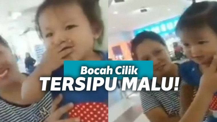 Bocah malu-malu melihat pria tampan