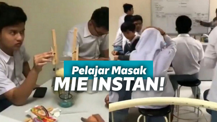 Memasak mie instan di lab