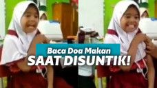 Bocah baca doa makan saat disuntik