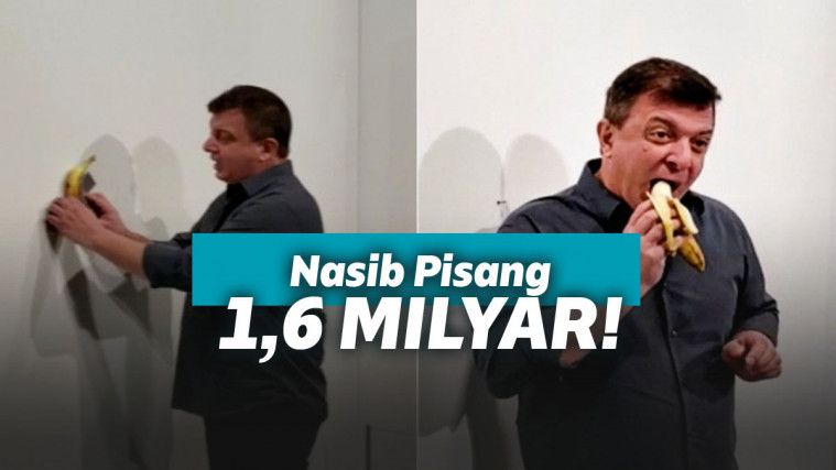 Seniman memakan pisang mahal