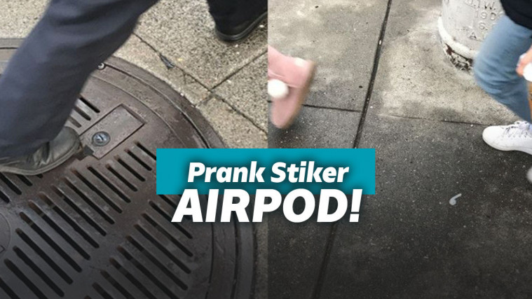 Pria ini ngeprank orang pakai stiker airpod