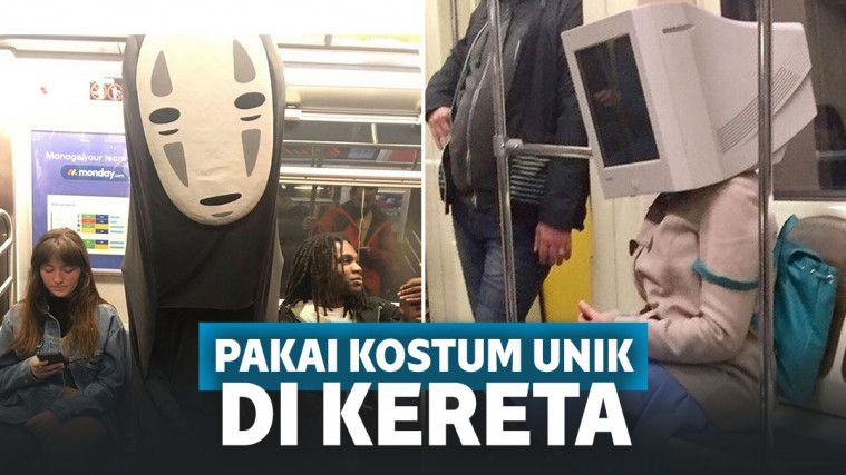 7 Potret Orang Kenakan Kostum Unik di Kereta Ini Bikin Tepuk Jidat