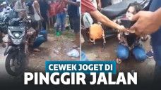 Wanita mabuk di pinggir jalan