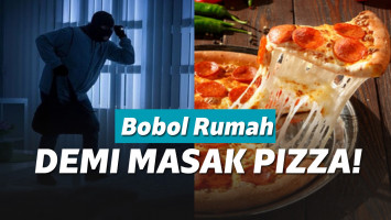 Ilustrasi pencuri makan pizza