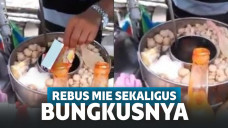 Viral Penjual Bakso Rebus Mie Sama Bungkusnya, Netizen: Alhamdulillah Kena Tumor