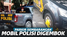 Parkir Sembarangan, Mobil Polisi Polda Maluku Digembok Dishub