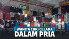 Wanita cantik ketahuan curi sejumlah pakaian dan celana dalam pria