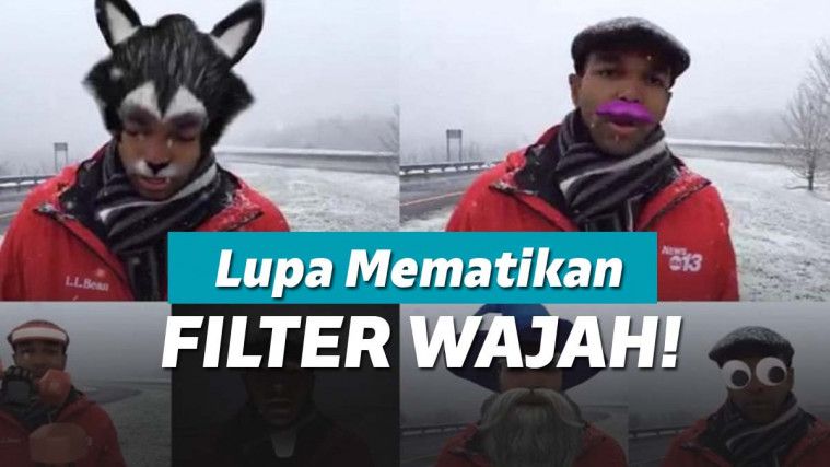 Filter wajah aktif saat melaporkan siaran langsung