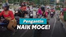 Pengantin wanita naik moge