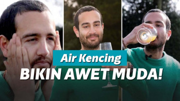 Pria meminum air seni agar awet muda