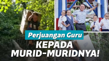 Guru gendong kulkas ke bukit demi murid