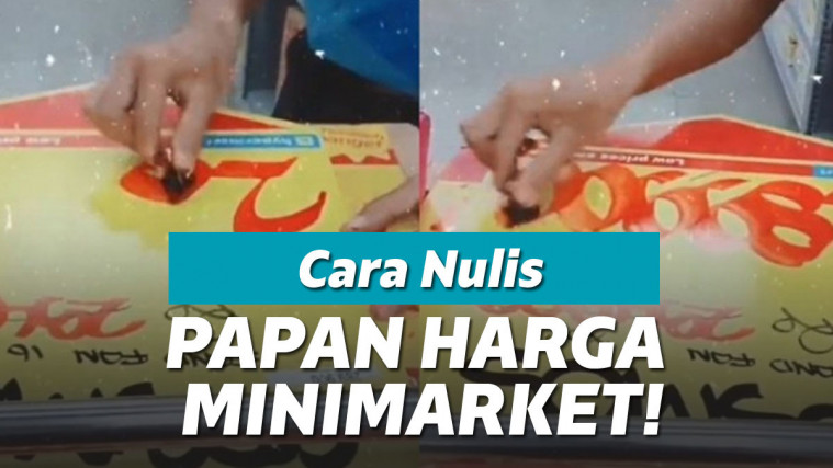 Papan harga di supermarket ditulis manual