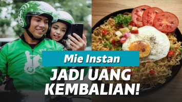 Ilustrasi ojek online dibayar pakai mie instan