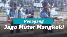 Penjual bubur punya kecepatan tangan mengalahkan gravitasi