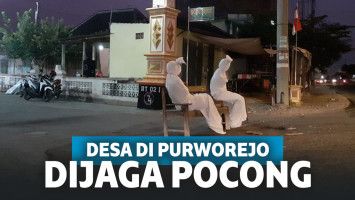 Ilustrasi pocong jaga pintu masuk desa