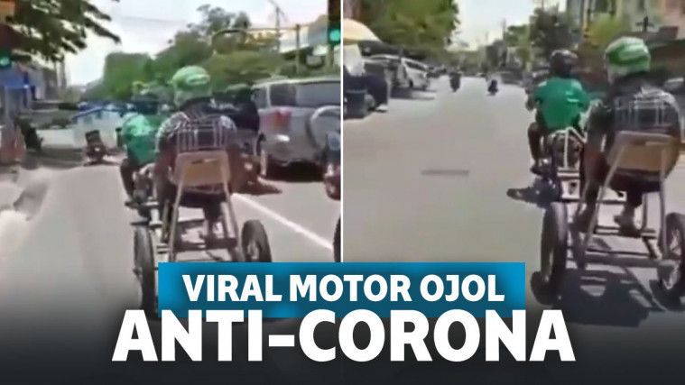 Ojol di Surabaya Ini Modifikasi Motornya Jadi Anti Corona