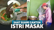 potret suami masak gantiin istri